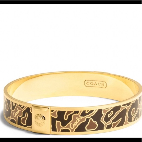 Coach Animal Print Gold Mutli-Brown Bangle - Picture 1 of 7